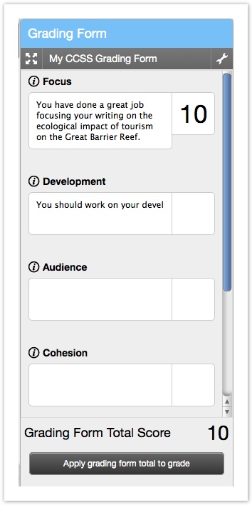 Grading Form in the Document Viewer