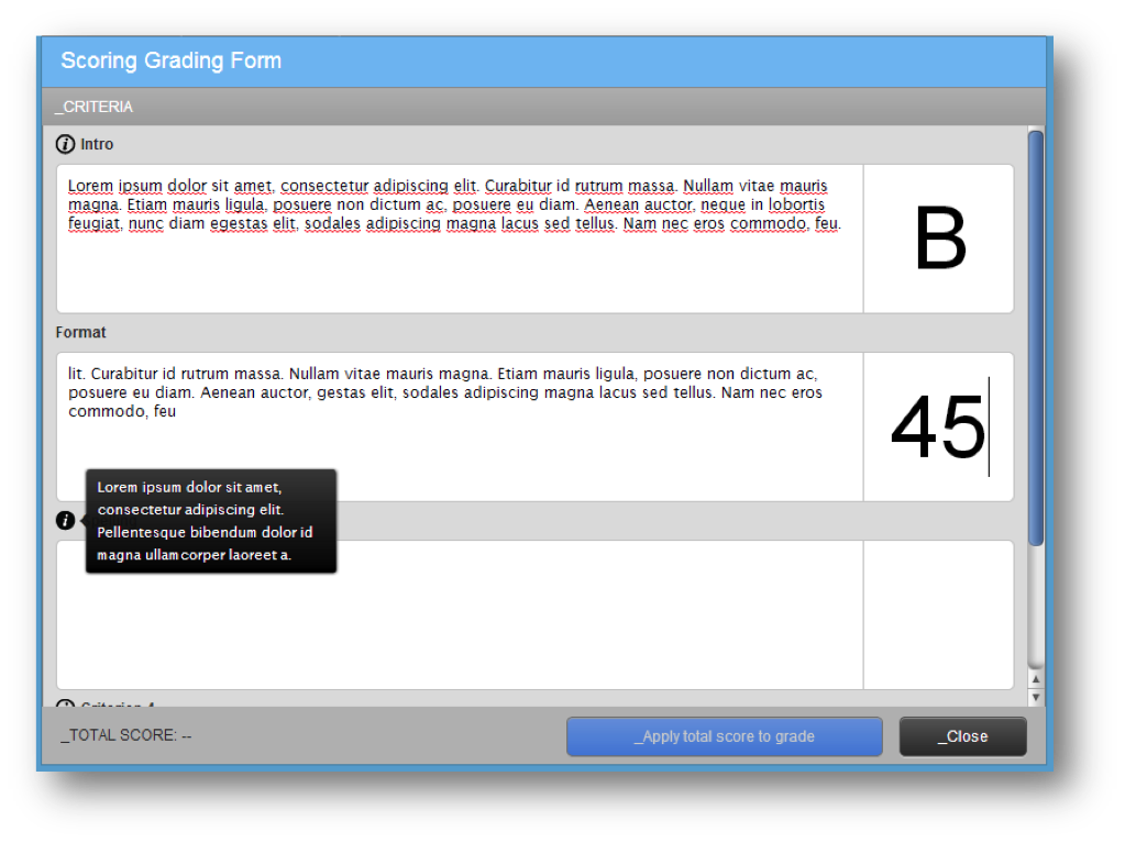 Grading Form with a Non-numeric Grade
